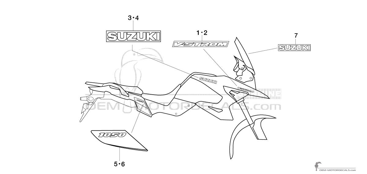 Adesivi per Suzuki DL1050 VSTROM 2021 - Rosso • Suzuki Adesivi OEM