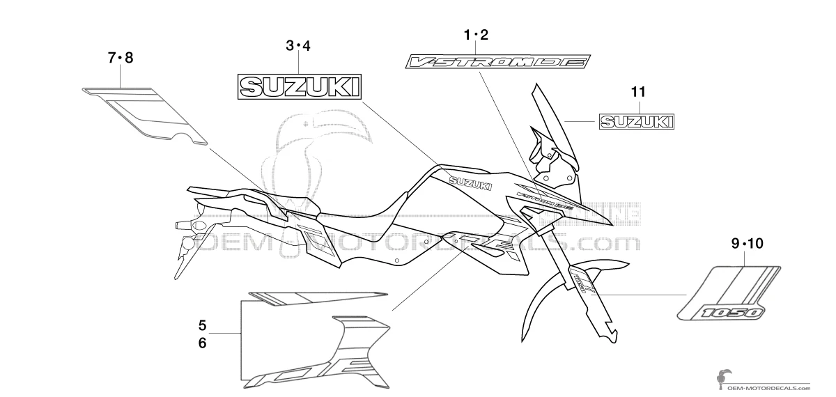 Adesivi per Suzuki DL1050DE VSTROM 2024 - Nero • Suzuki Adesivi OEM