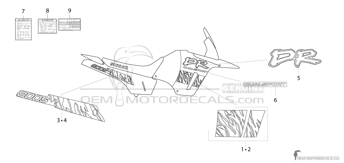 Aufkleber für Suzuki DR800S BIG 1994 - Blau • Suzuki OEM-Aufkleber