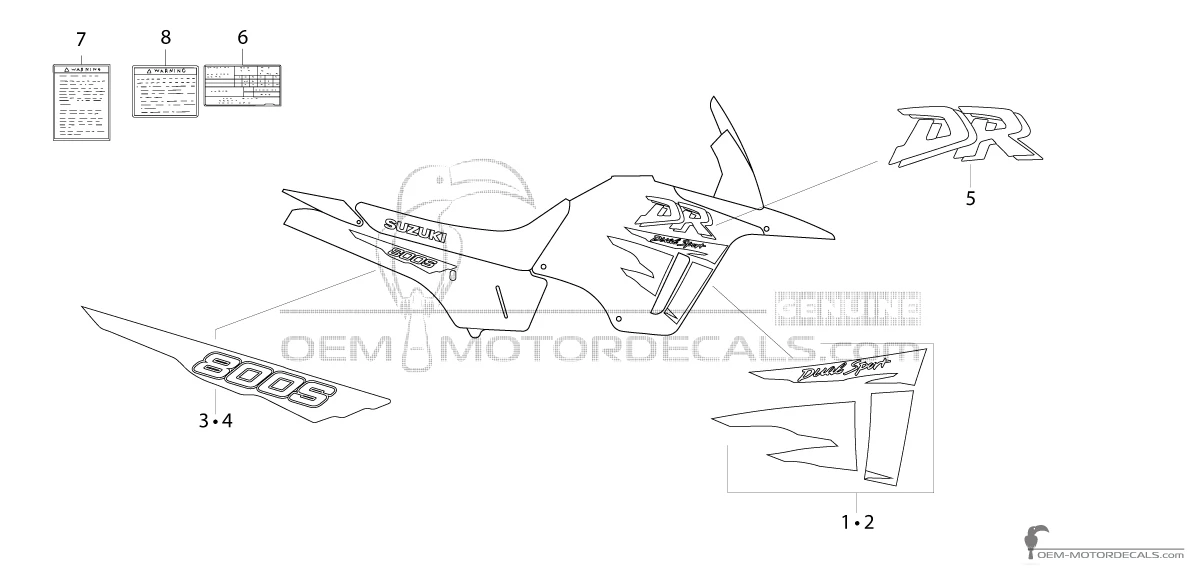 Adesivi per Suzuki DR800S BIG 1996 - Nero • Suzuki Adesivi OEM