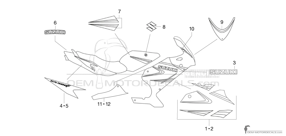 Aufkleber für Suzuki GS500F 2006 - Blau • Suzuki OEM-Aufkleber