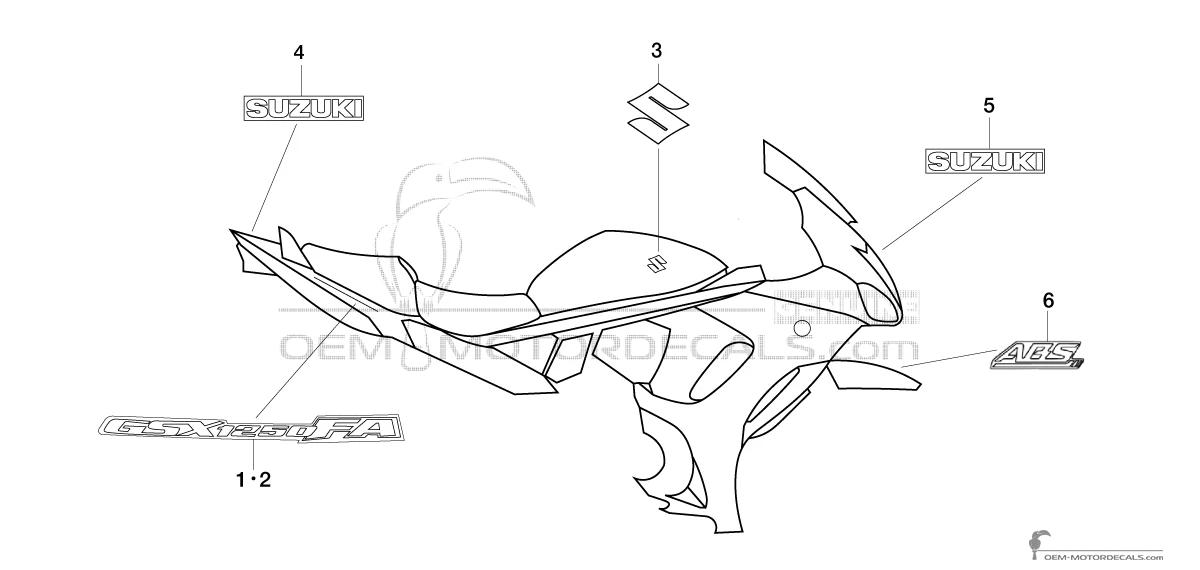 Decals for Suzuki GSX1250FA 2015 - Red • Suzuki OEM Decals