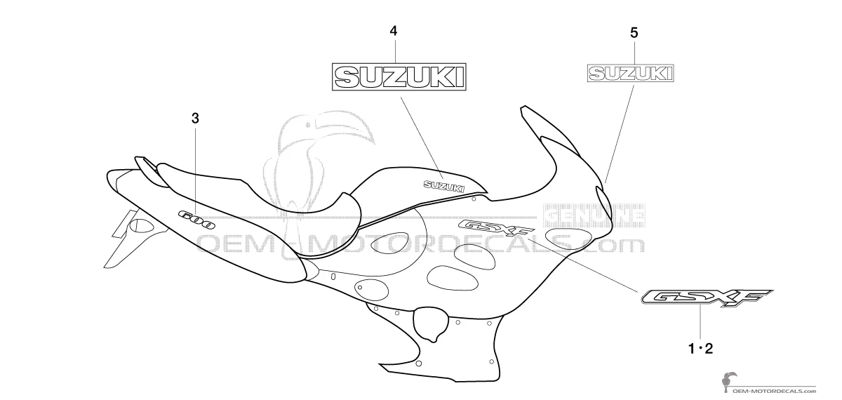 Adesivi per Suzuki GSX600F 1999 - Rosso • Suzuki Adesivi OEM