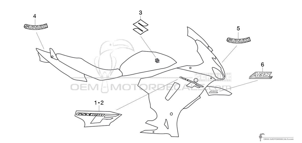 Decals for Suzuki GSX650F 2008 - Black • Suzuki OEM Decals