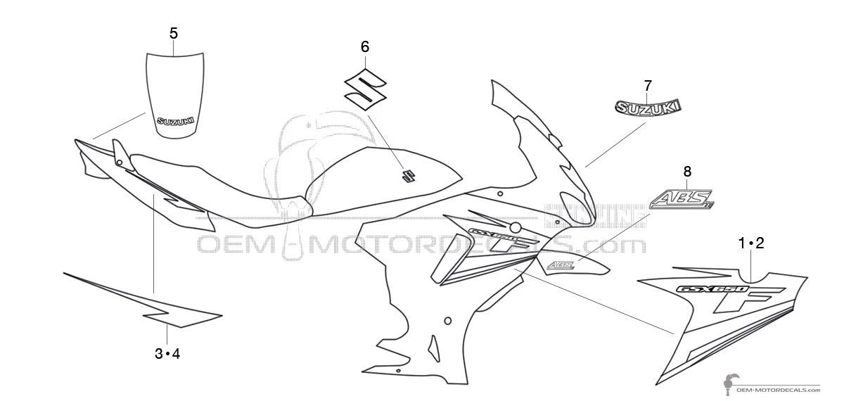 Stickers voor Suzuki GSX650F 2009 - Blauw • Suzuki OEM Stickers