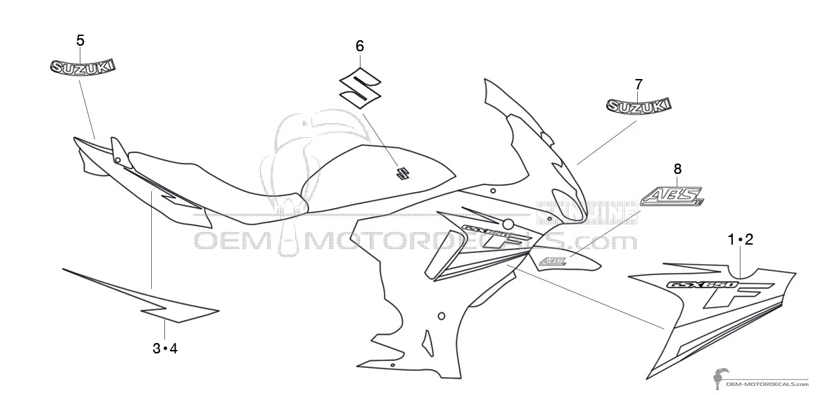 Stickers voor Suzuki GSX650F 2009 - Oranje • Suzuki OEM Stickers