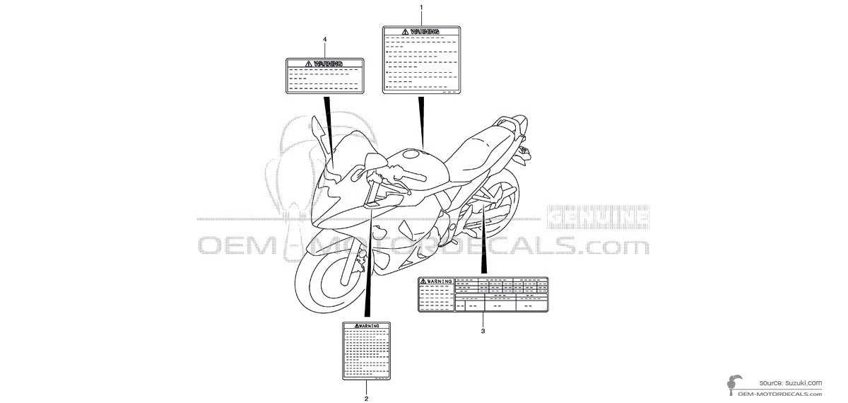 Adesivi per Suzuki GSX650F - Etichette di avvertenza • Suzuki Adesivi OEM
