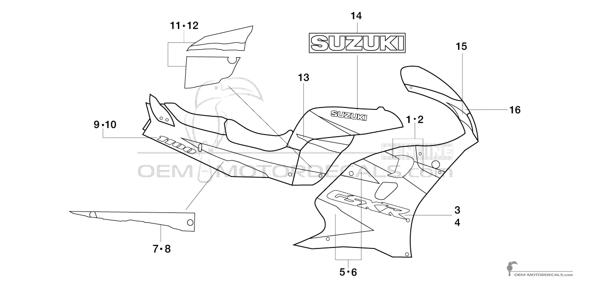 Adesivi per Suzuki GSXR1100 1996 - Viola • Suzuki Adesivi OEM