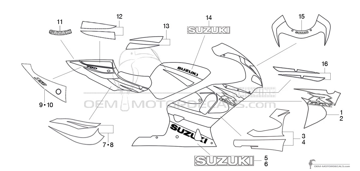 Decals for Suzuki GSXR750 2000 - Blue White • Suzuki OEM Decals