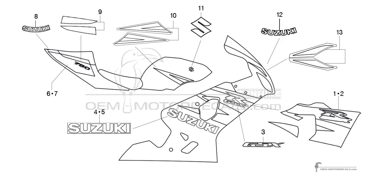 Aufkleber für Suzuki GSXR750 2004 - Grau • Suzuki OEM-Aufkleber