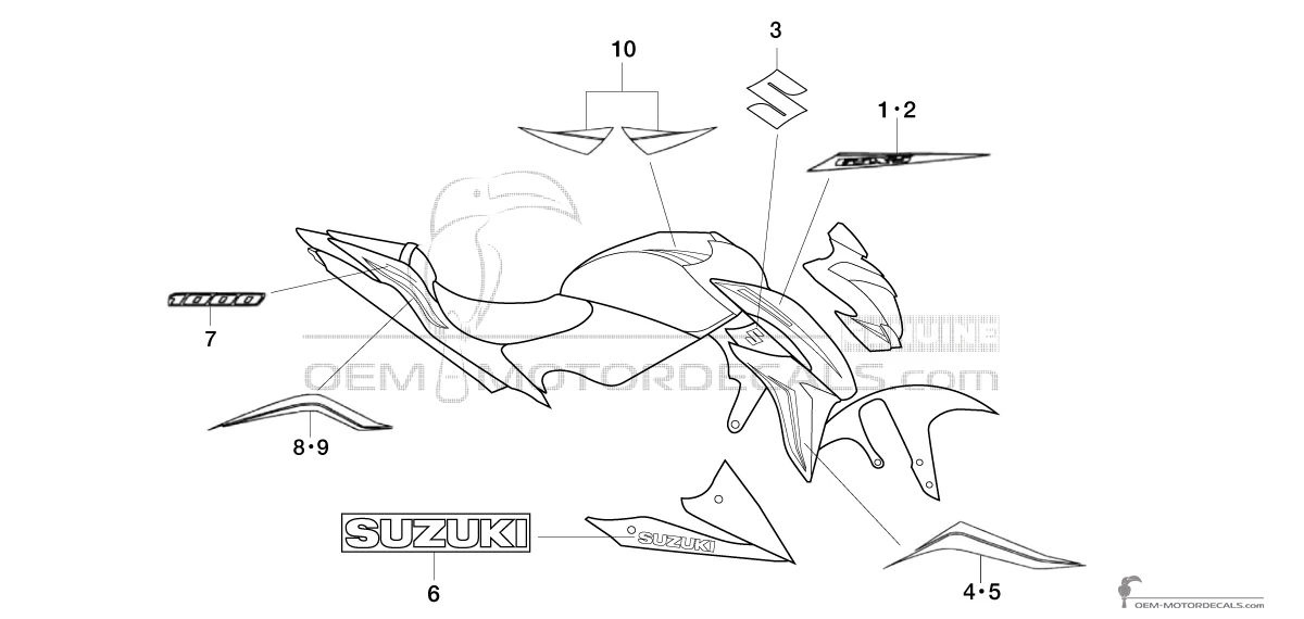 Pegatinas para Suzuki GSXS1000 2018 - Blanco • Suzuki Pegatinas OEM