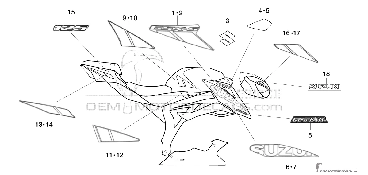 Aufkleber für Suzuki GSXS125 2020 - Blau • Suzuki OEM-Aufkleber
