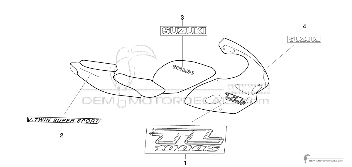 Pegatinas para Suzuki TL1000S 2000 - Negro • Suzuki Pegatinas OEM