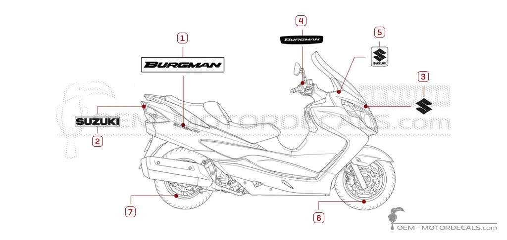 Decals for Suzuki AN400 BURGMAN 2013 • Suzuki OEM Decals