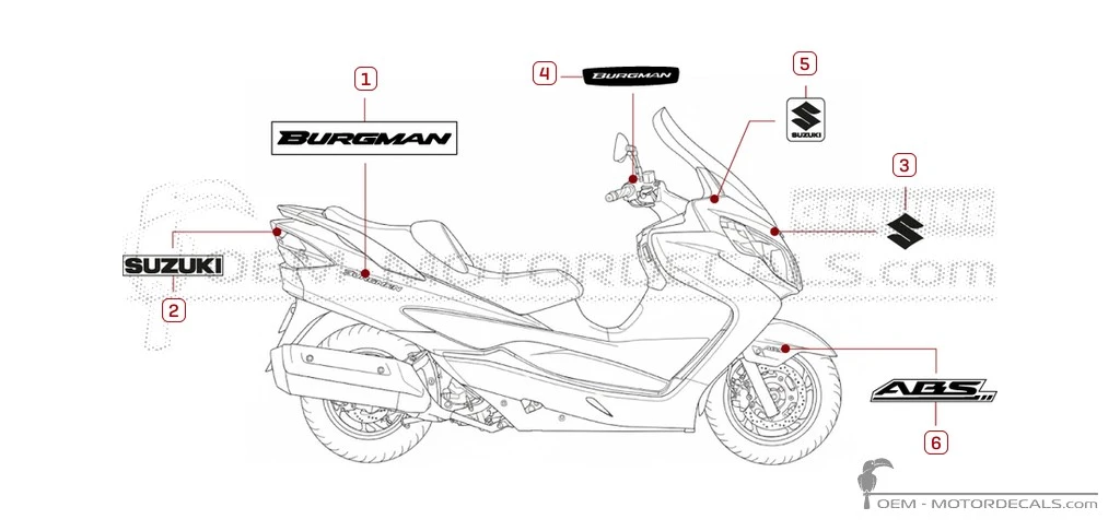 Decals for Suzuki AN400 BURGMAN 2016 • Suzuki OEM Decals