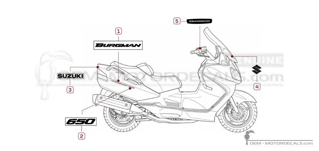 Autocollants pour Suzuki AN650 BURGMAN 2004 • Suzuki Autocollants OEM