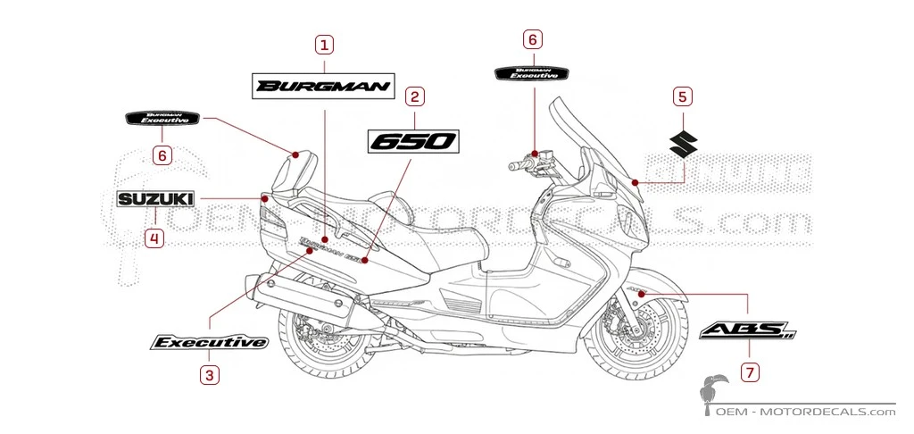 Decals for Suzuki AN650 BURGMAN Executive 2009 • Suzuki OEM Decals