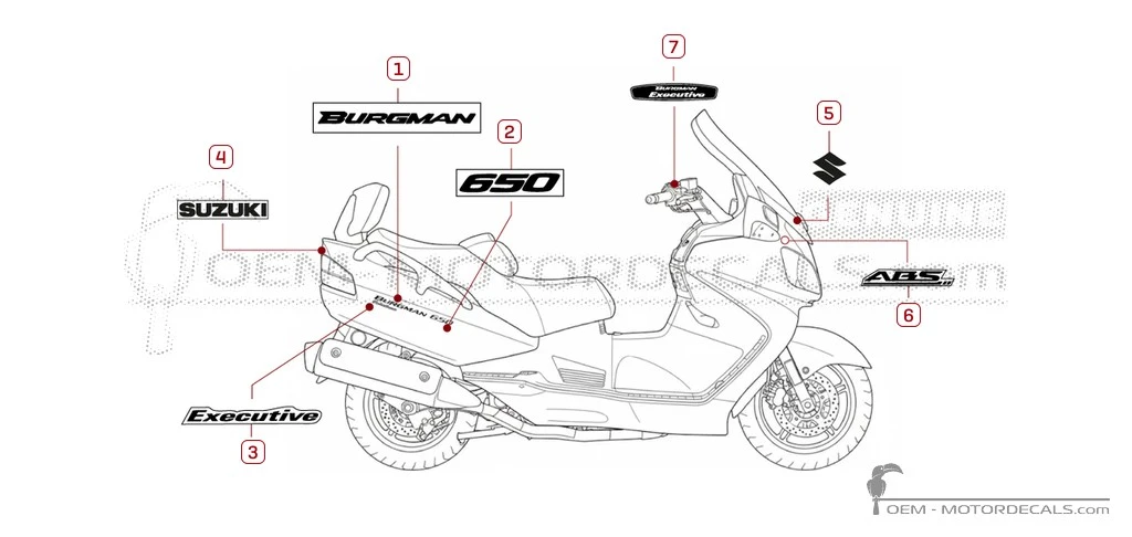 Naklejki do Suzuki AN650 BURGMAN Executive 2012 • Suzuki Naklejki OEM