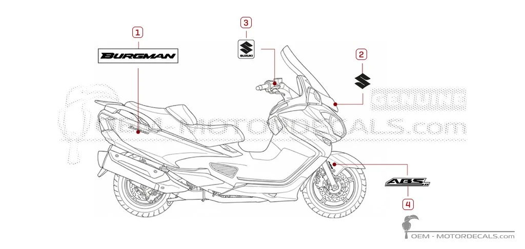 Autocollants pour Suzuki AN650 BURGMAN 2013 • Suzuki Autocollants OEM