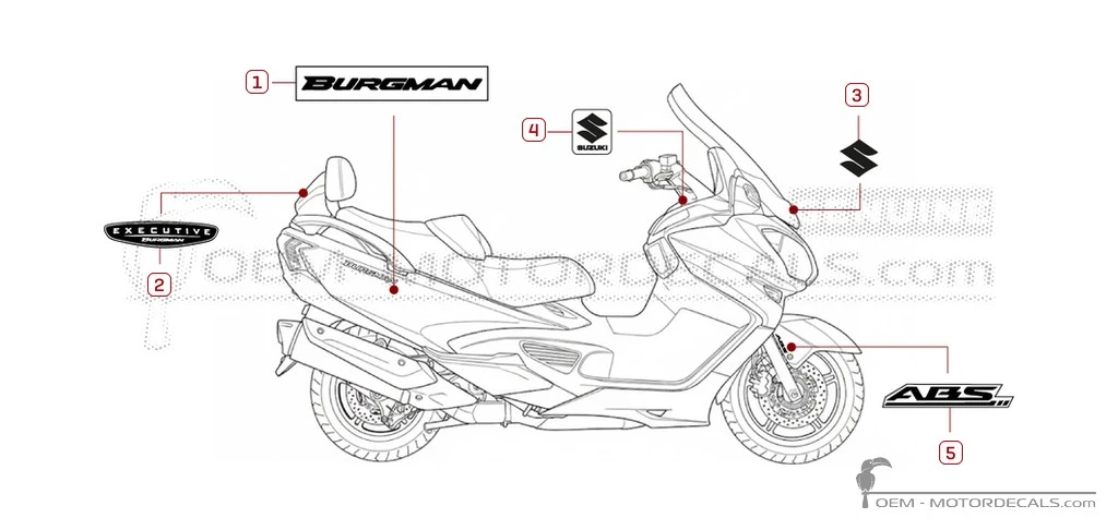 Decals for Suzuki AN650 BURGMAN Executive 2018 • Suzuki OEM Decals