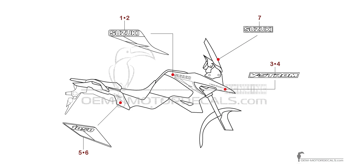 Aufkleber für Suzuki DL1050 VSTROM 2025 - Schwarz • Suzuki OEM-Aufkleber