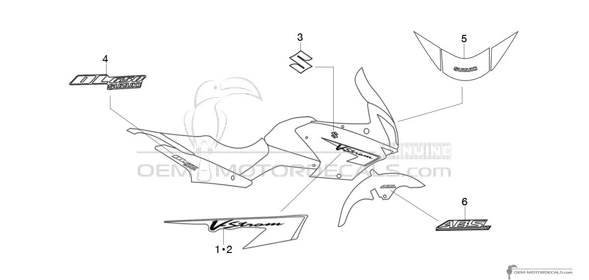 Stickers voor Suzuki DL650 VSTROM 2007 - Rood • Suzuki OEM Stickers