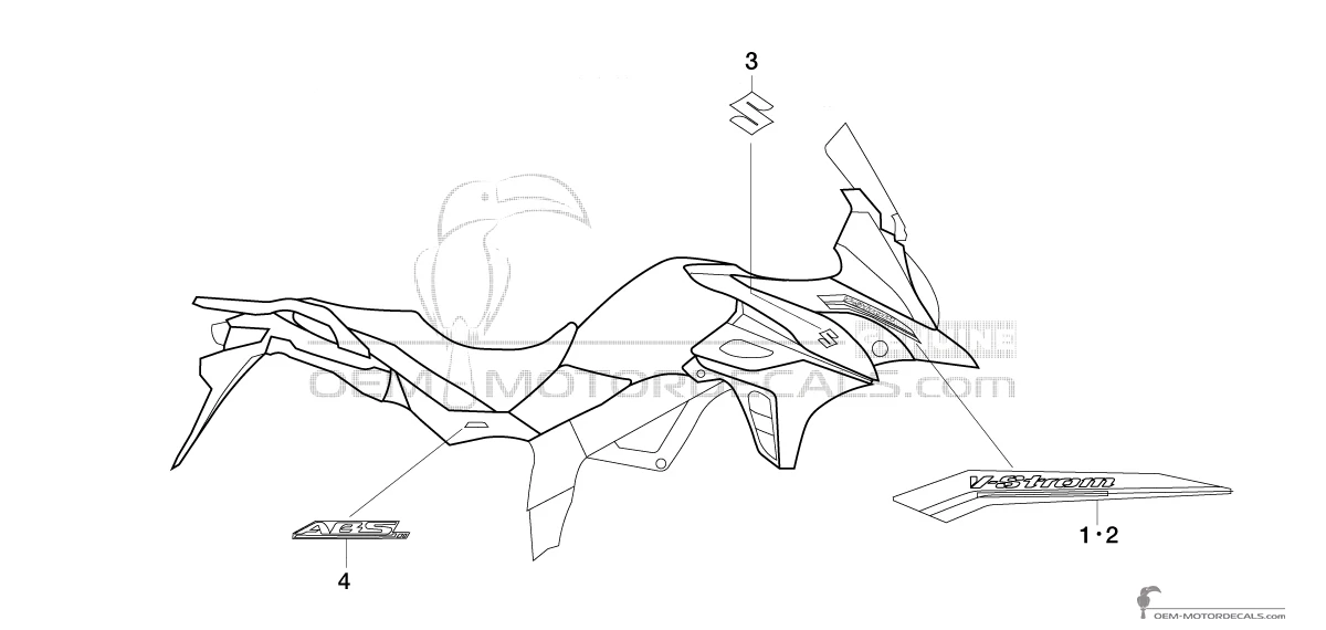 Aufkleber für Suzuki DL650 VSTROM 2017 - Schwarz • Suzuki OEM-Aufkleber