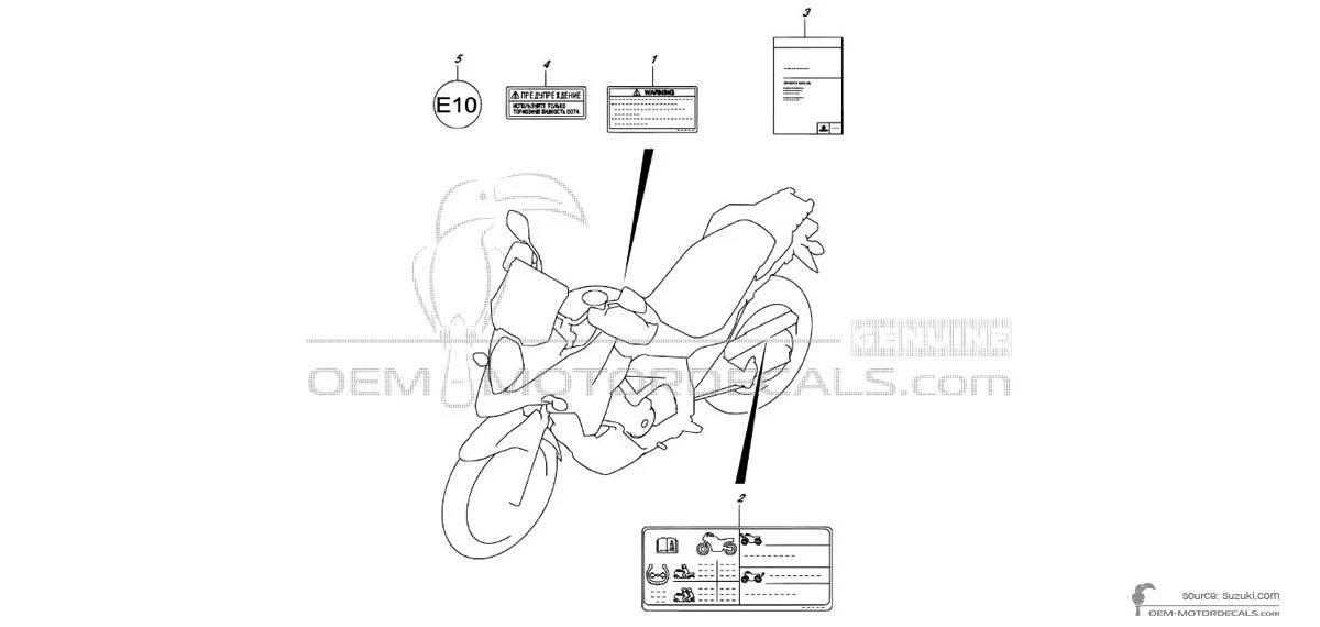 Decals for Suzuki DL650 VSTROM - Caution labels • Suzuki OEM Decals