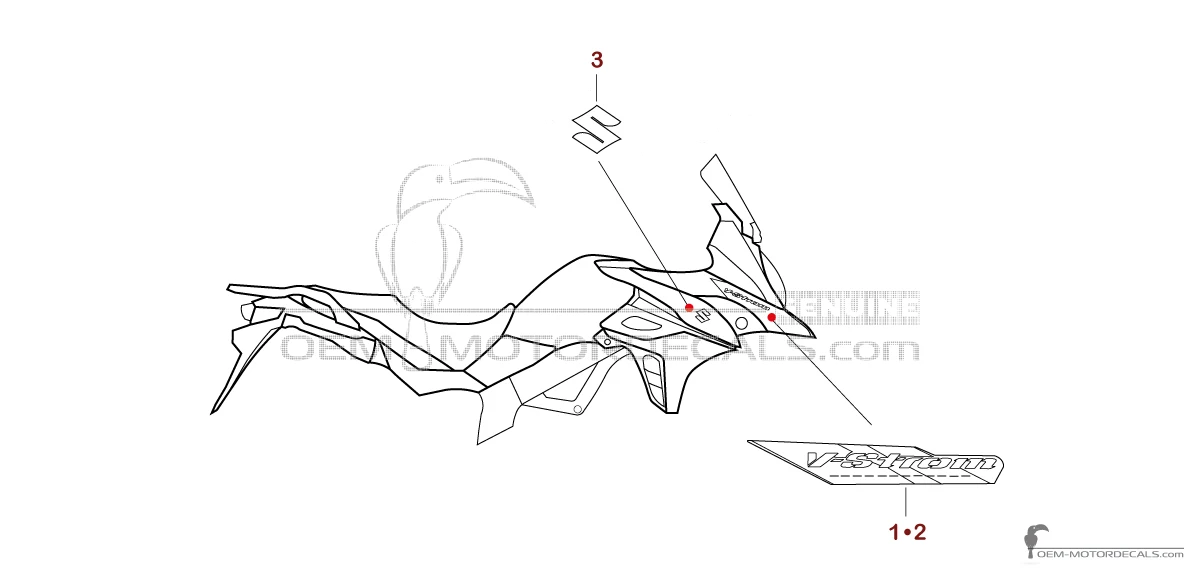 Aufkleber für Suzuki DL650 VSTROM 2019 - Schwarz • Suzuki OEM-Aufkleber