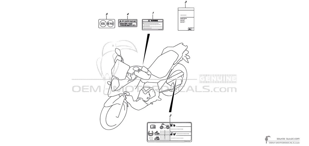Decals for Suzuki DL650 VSTROM - Caution labels • Suzuki OEM Decals