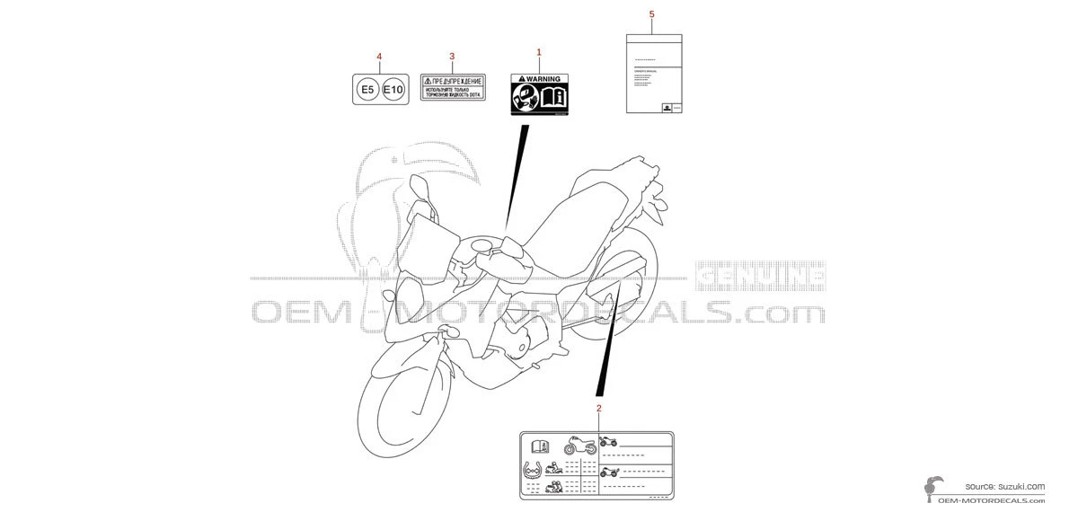 Decals for Suzuki DL650 VSTROM - Caution labels • Suzuki OEM Decals