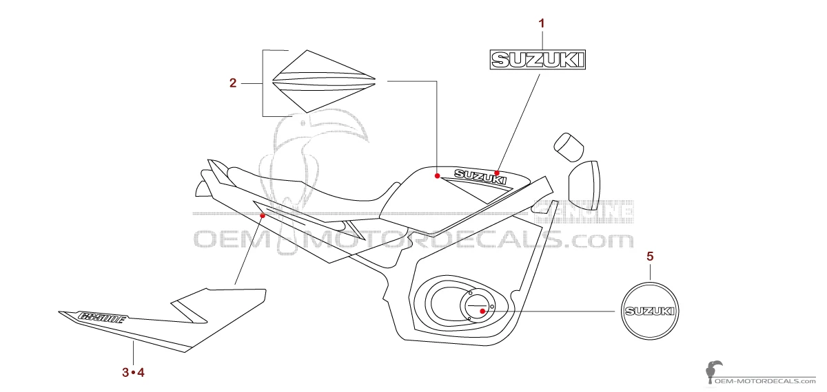 Decals for Suzuki GS500E 1998 - Orange • Suzuki OEM Decals