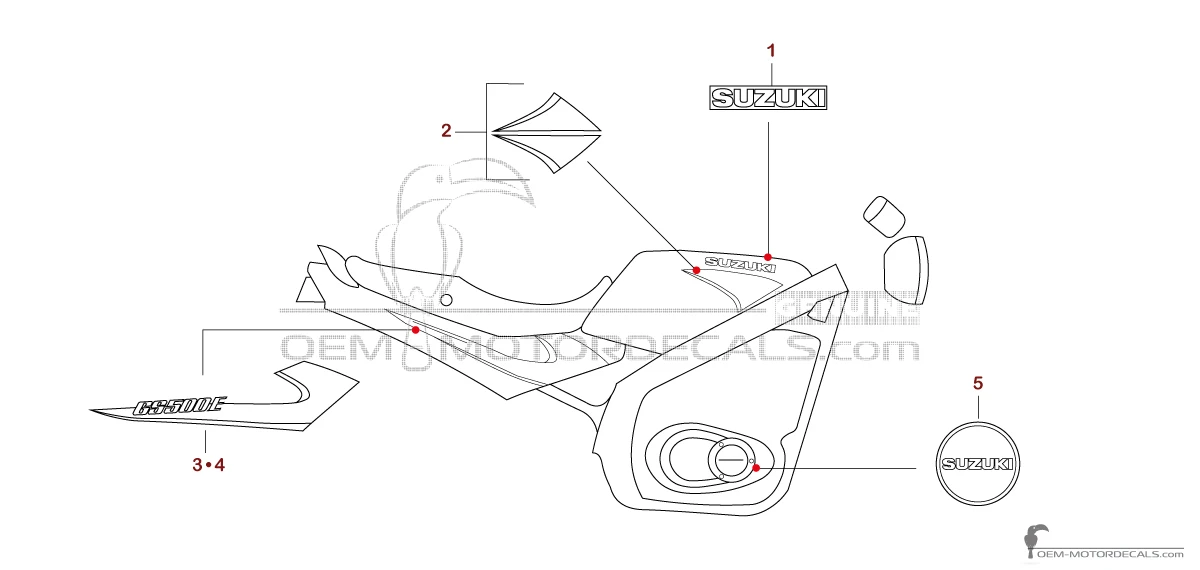Decals for Suzuki GS500E 2000 - Orange • Suzuki OEM Decals