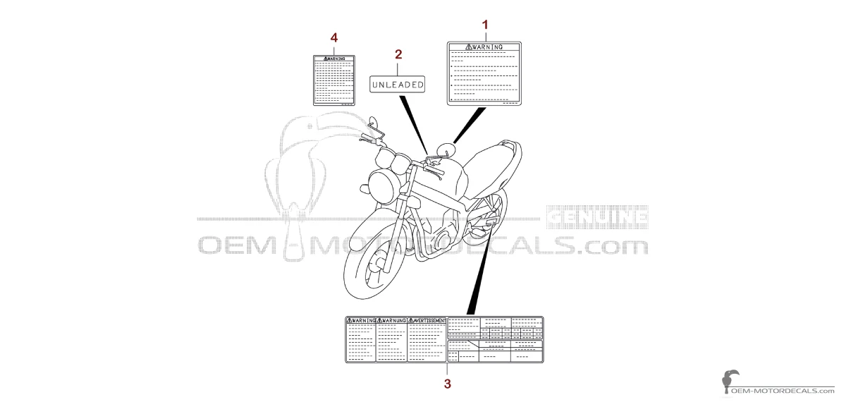 Decals for Suzuki GS500E 2004 - Caution labels • Suzuki OEM Decals