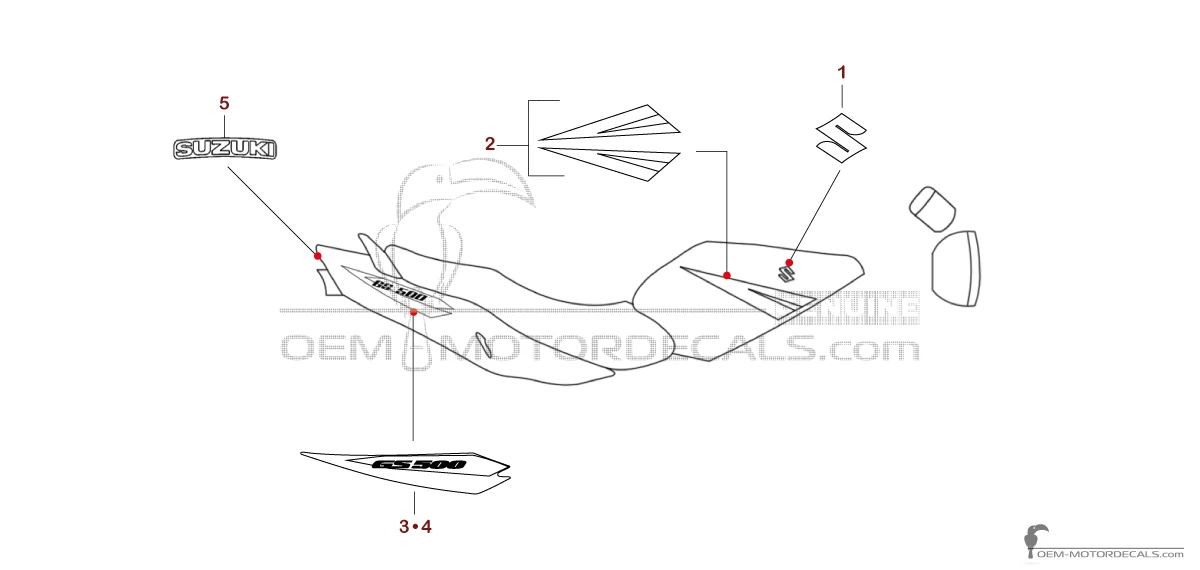 Aufkleber für Suzuki GS500E 2005 - Schwarz • Suzuki OEM-Aufkleber