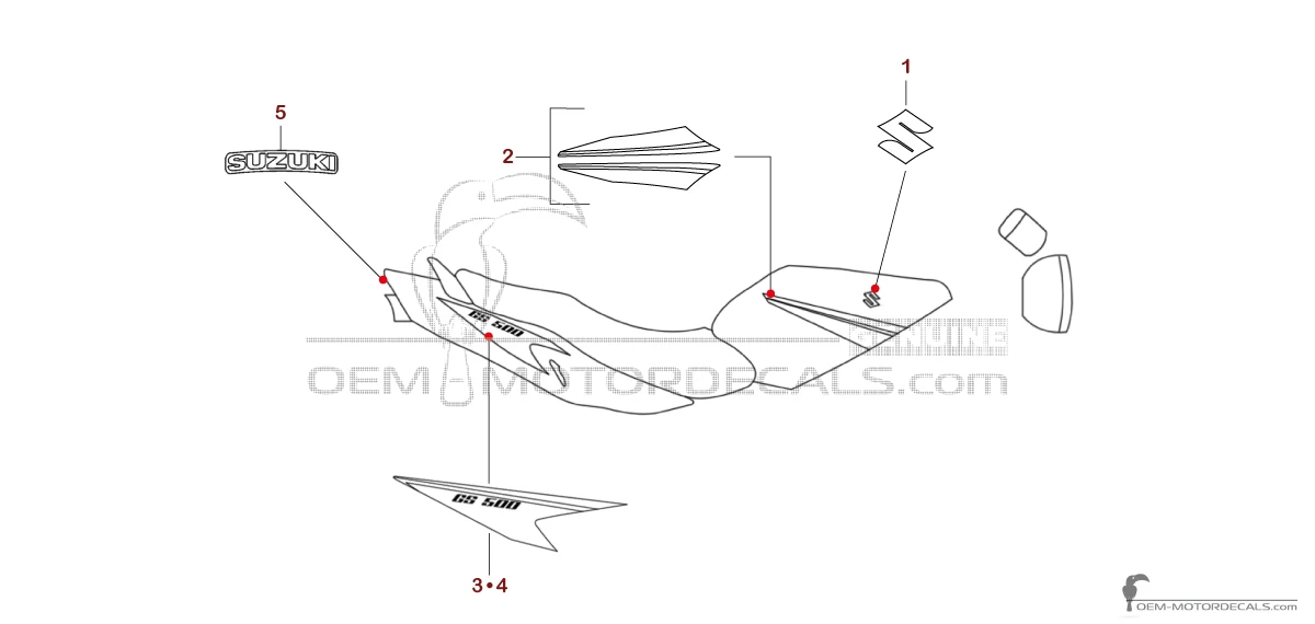 Pegatinas para Suzuki GS500E 2006 - Negro • Suzuki Pegatinas OEM
