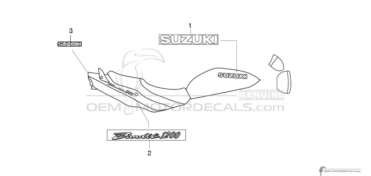 Naklejki do Suzuki GSF1200N BANDIT 2003 - Srebrny • Suzuki Naklejki OEM