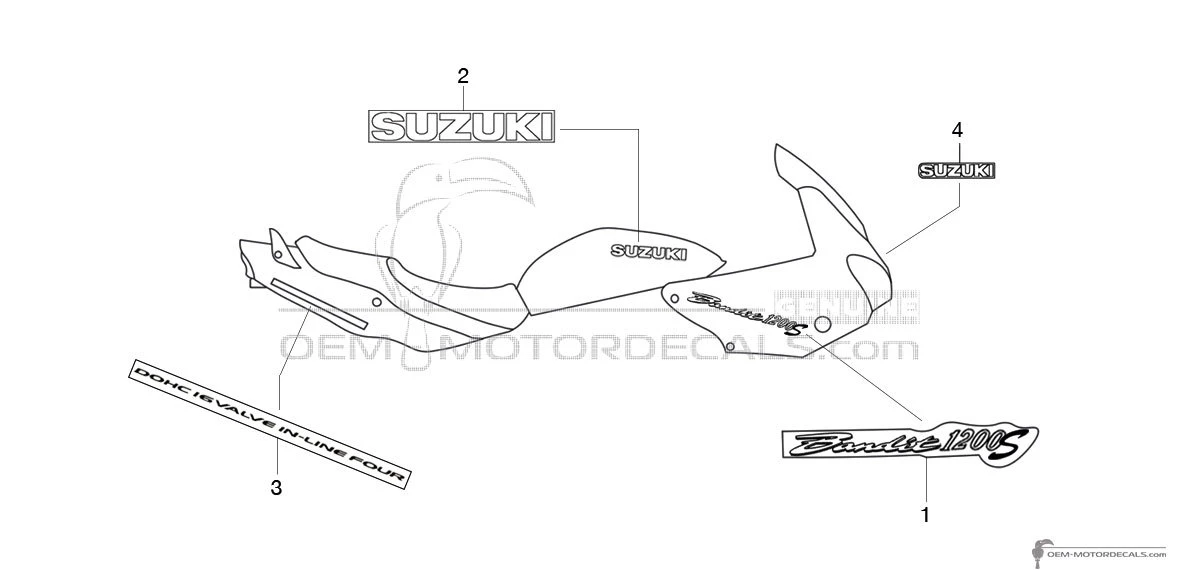 Naklejki do Suzuki GSF1200S BANDIT 2001 - Srebrny • Suzuki Naklejki OEM