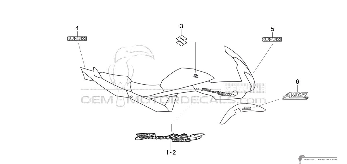 Naklejki do Suzuki GSF1200S BANDIT 2006 - Czarny • Suzuki Naklejki OEM