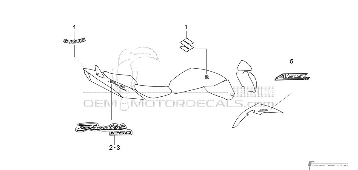 Aufkleber für Suzuki GSF1250N BANDIT 2008 - Grau • Suzuki OEM-Aufkleber