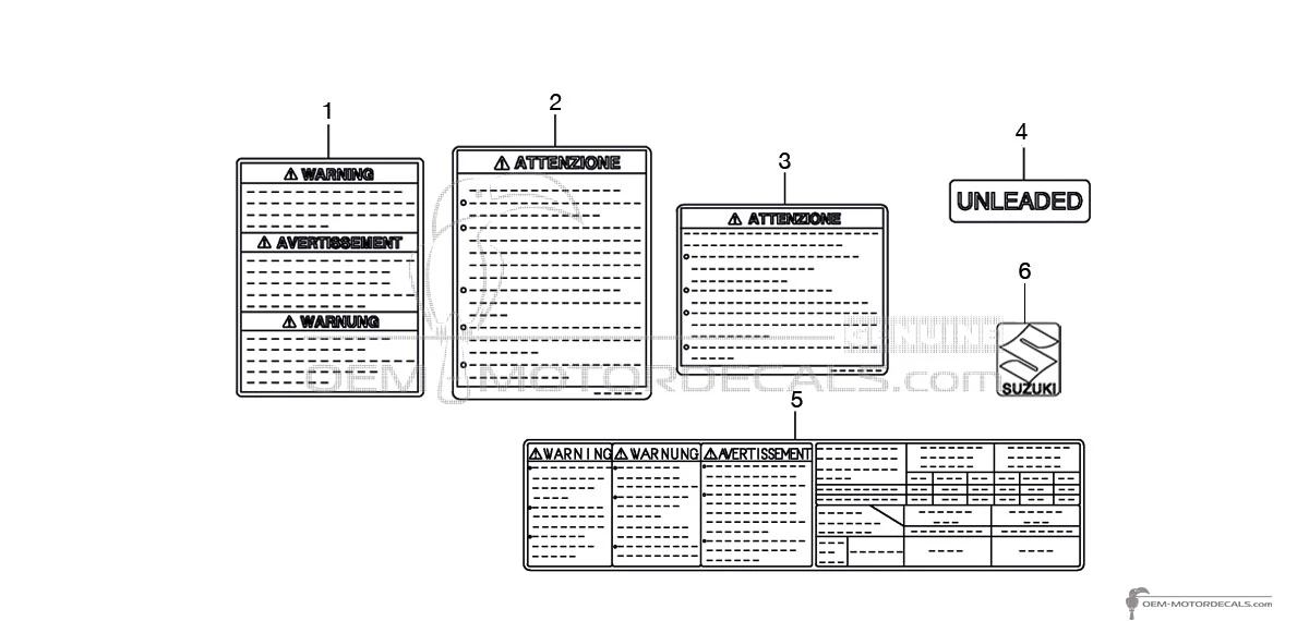 Adesivi per Suzuki GSF1250S BANDIT - Etichette di avvertenza • Suzuki Adesivi OEM