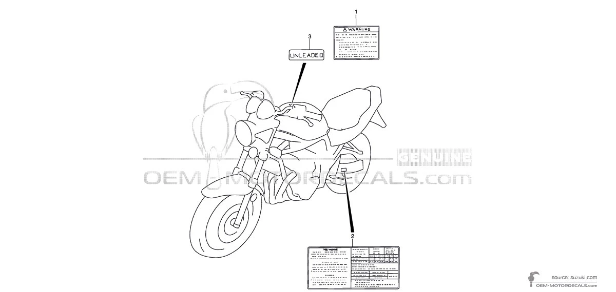 Pegatinas para SUZKI GSF600N BANDIT - Etiquetas de precaución • Suzuki Pegatinas OEM