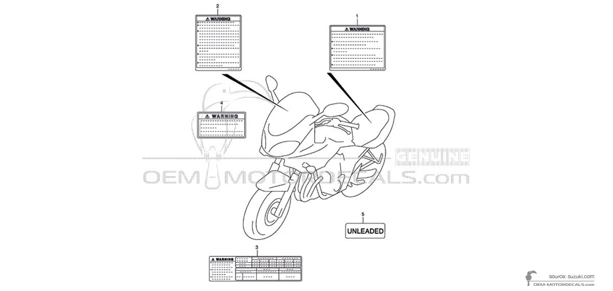 Decals for Suzuki GSF600N BANDIT - Caution labels • Suzuki OEM Decals