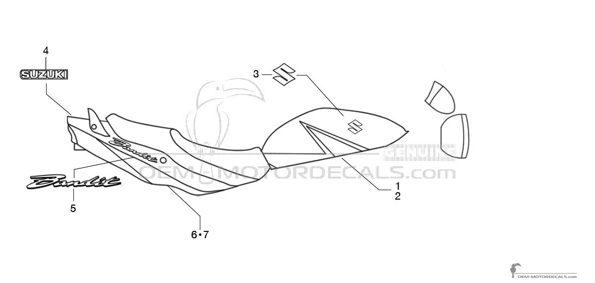 Decals for Suzuki GSF600N BANDIT 2004 - Blue White • Suzuki OEM Decals