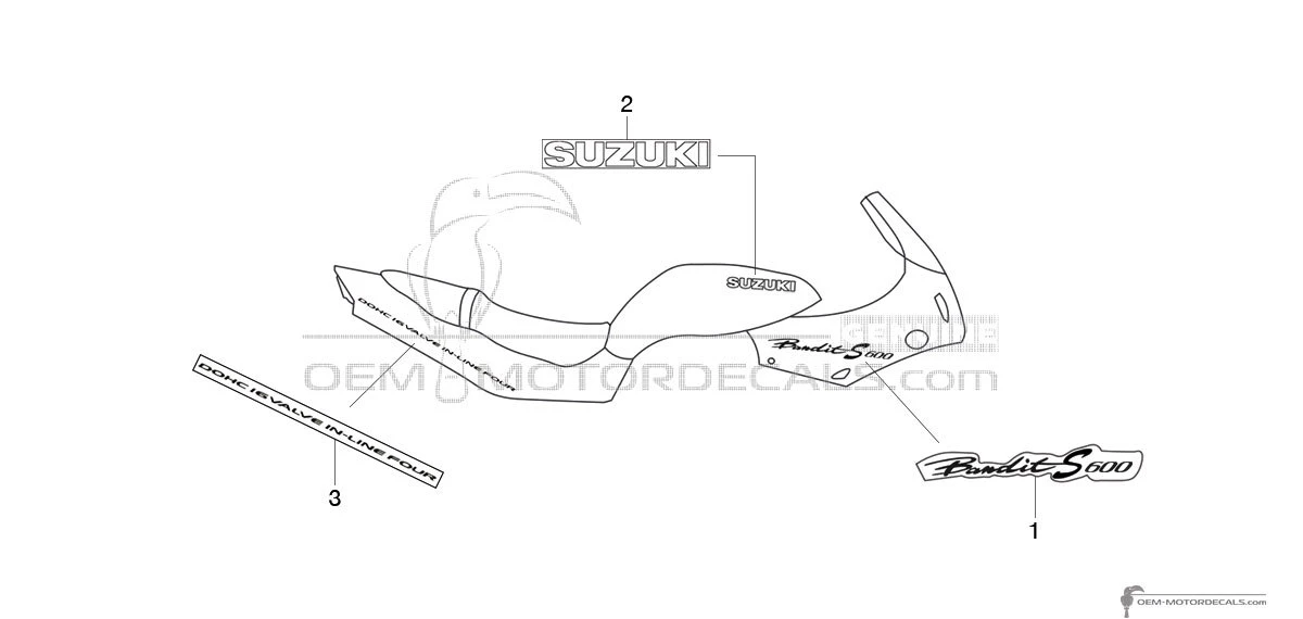 Pegatinas para Suzuki GSF600S BANDIT 1999 - Negro • Suzuki Pegatinas OEM