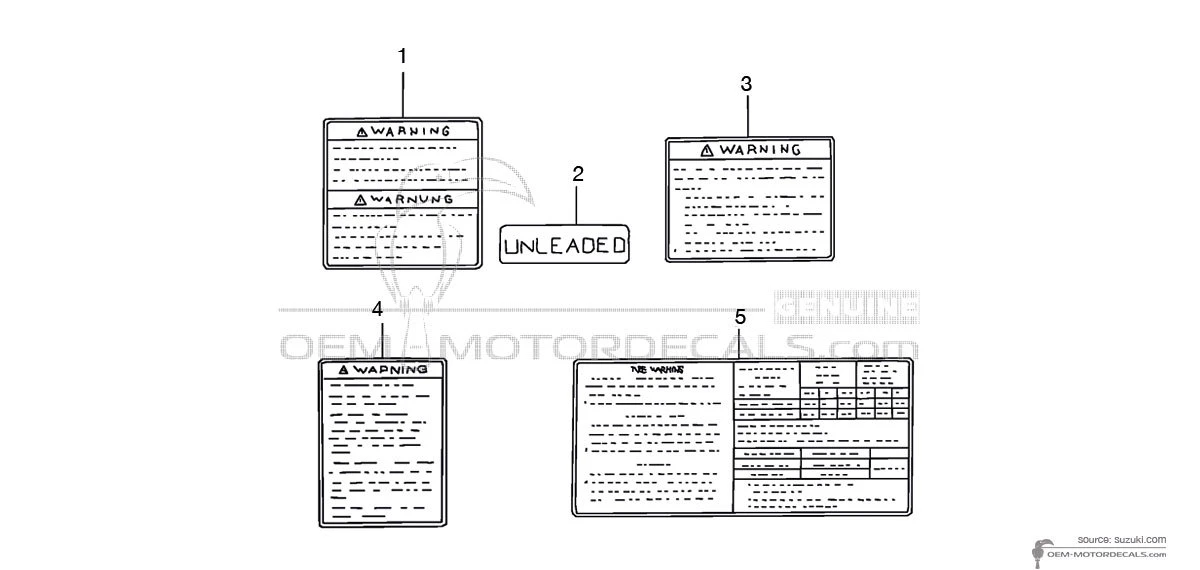Pegatinas para Suzuki GSF600S BANDIT - Etiquetas de precaución • Suzuki Pegatinas OEM