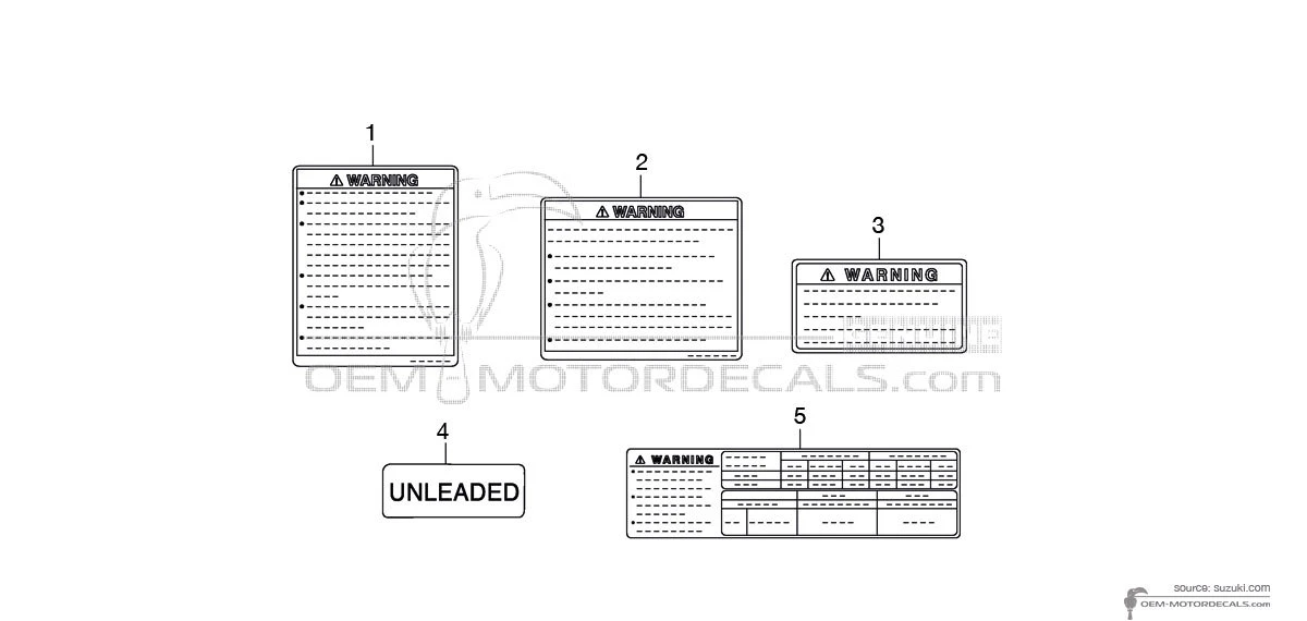 Adesivi per Suzuki GSF600S BANDIT - Etichette di avvertenza • Suzuki Adesivi OEM