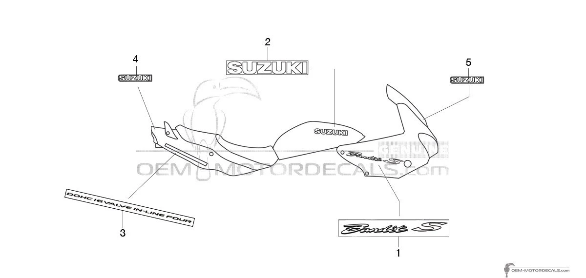 Naklejki do Suzuki GSF600S BANDIT 2004 - Srebrny • Suzuki Naklejki OEM