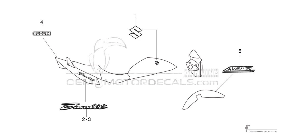 Decals for Suzuki GSF650N BANDIT 2006 - Black • Suzuki OEM Decals