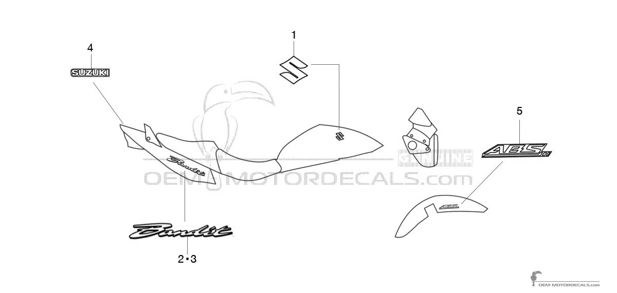Decals for Suzuki GSF650N BANDIT 2008 - Gray • Suzuki OEM Decals